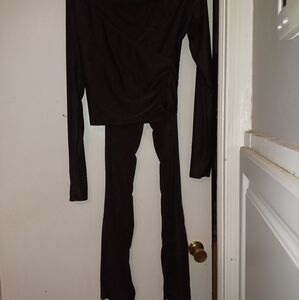 Womens bodycon vneck pants workout outfit black sz M